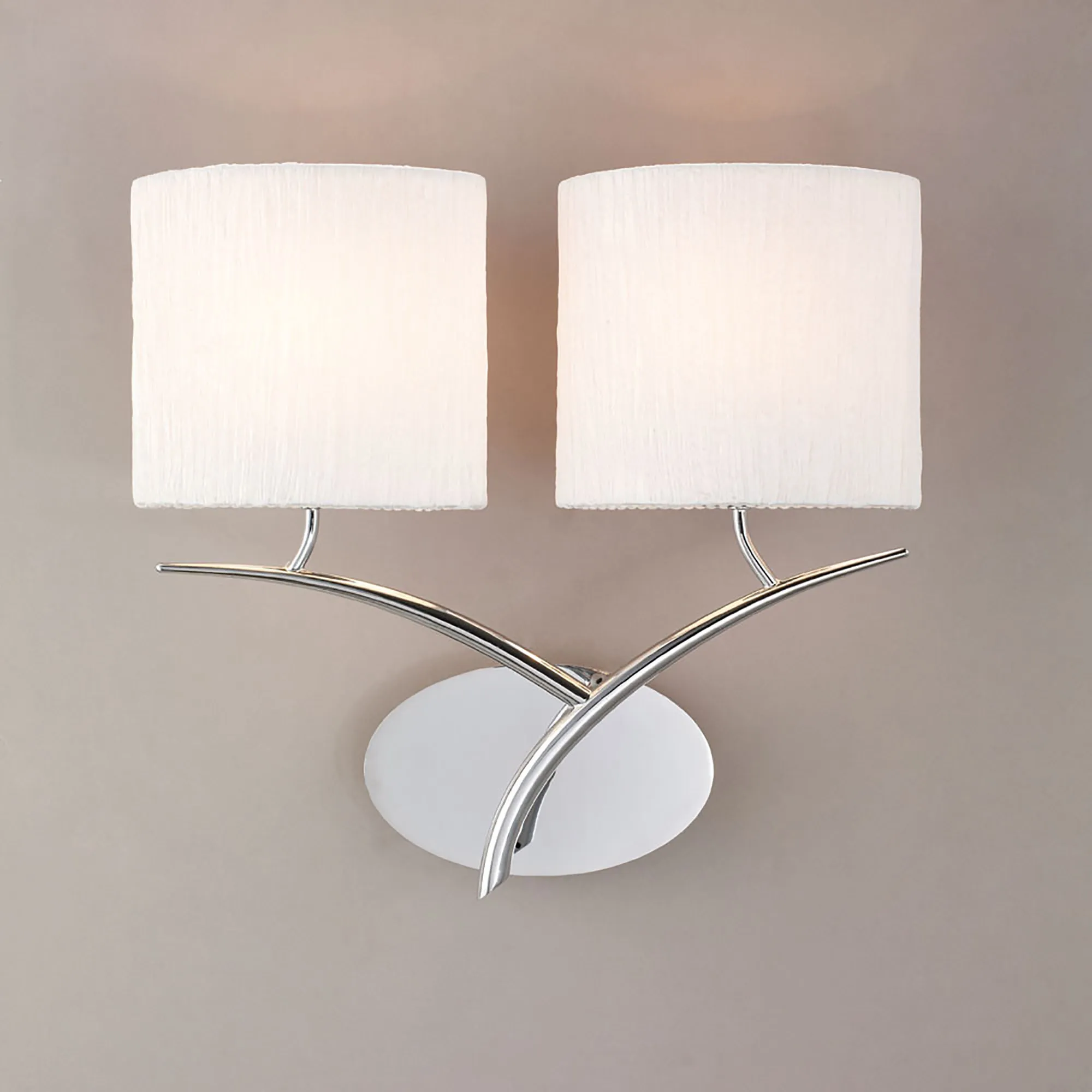 Eve Polished Chrome-White Wall Lights Mantra Armed Wall Lights Eve Polished Chrome-White Wall Lights Mantra Armed Wall Lights